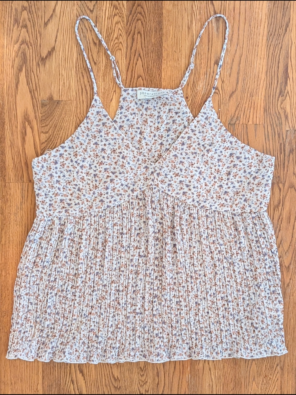 Paper Crane Cream Floral Patterned Tank Top Country Style
